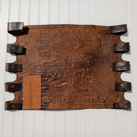 Angel Pazmino Tooled Leather Chair Seat Replacement Parts Warrior with Bow Vtg - Picture 8 of 16